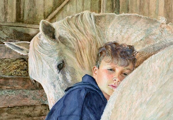 "Lean On Me", watercolor by Charlotte Mehosky